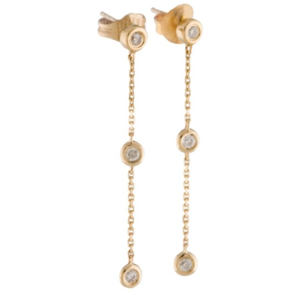 14K Diamond Drop Earrings - Picture 2 of 4